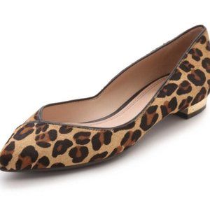 Tory Burch Nicki Ballet Flats Shoes Tan Black Brown Leopard Calf Hair Sz 8.5
